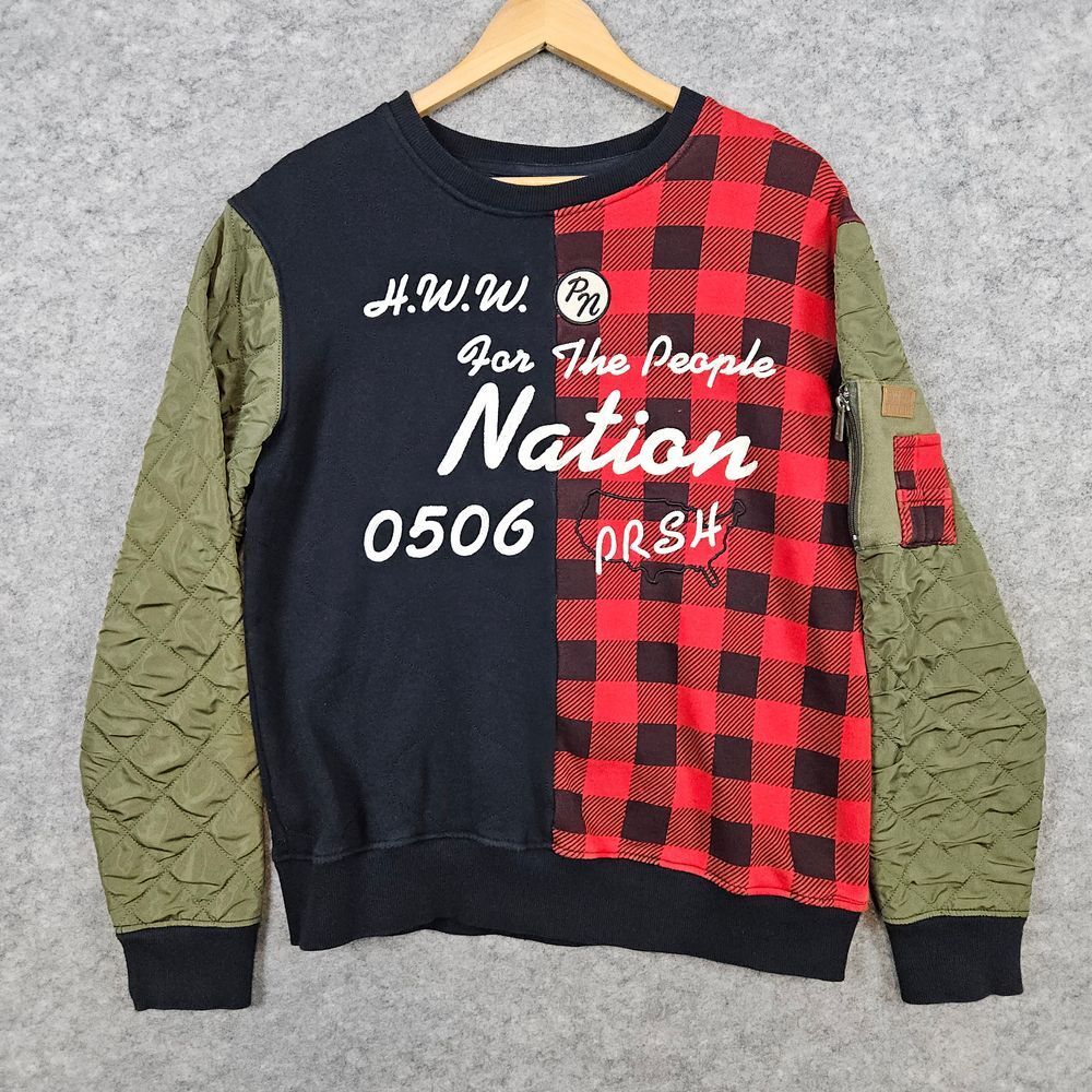 Parish NTN Thread Collective Sweatshirt Size S Buffalo Plaid Streetwear Pullover